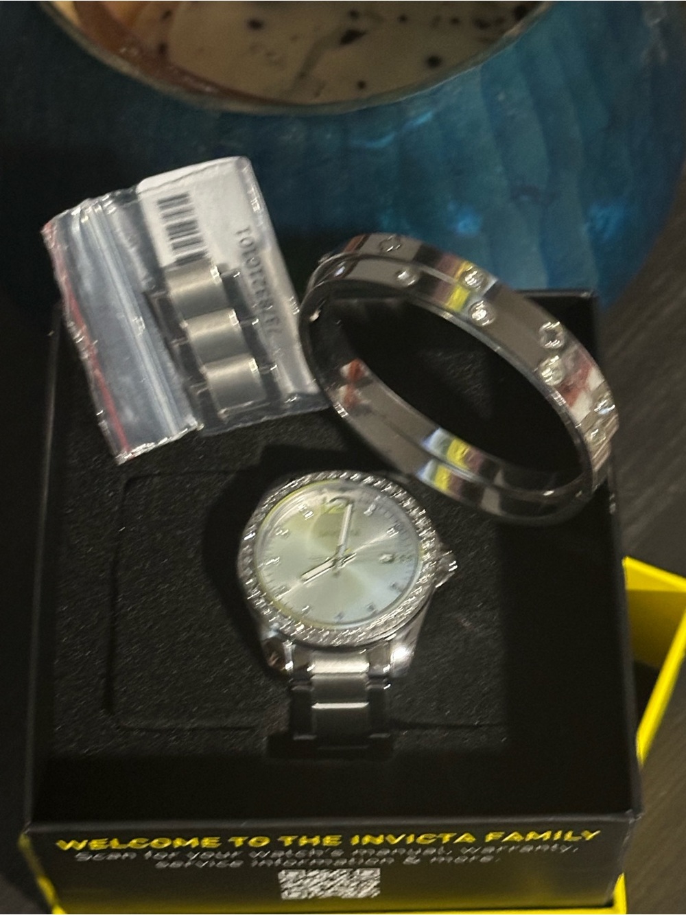 Invicta Silver-Tone Womens Watch with Crystal Bezel and Matching Silver Bracelet